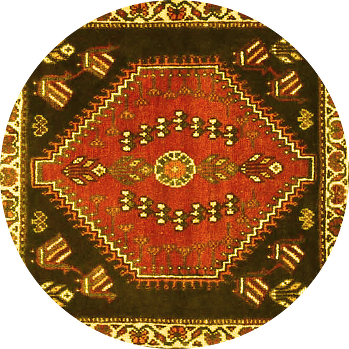 Round Persian Yellow Traditional Rug, tr4577yw