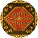 Round Persian Yellow Traditional Rug, tr4577yw