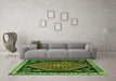 Machine Washable Persian Green Traditional Area Rugs in a Living Room,, wshtr4577grn