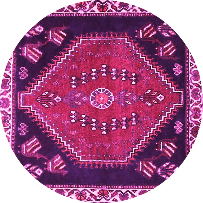 Round Machine Washable Persian Pink Traditional Rug, wshtr4577pnk