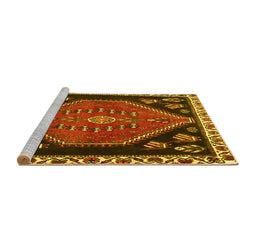 Sideview of Machine Washable Persian Yellow Traditional Rug, wshtr4577yw