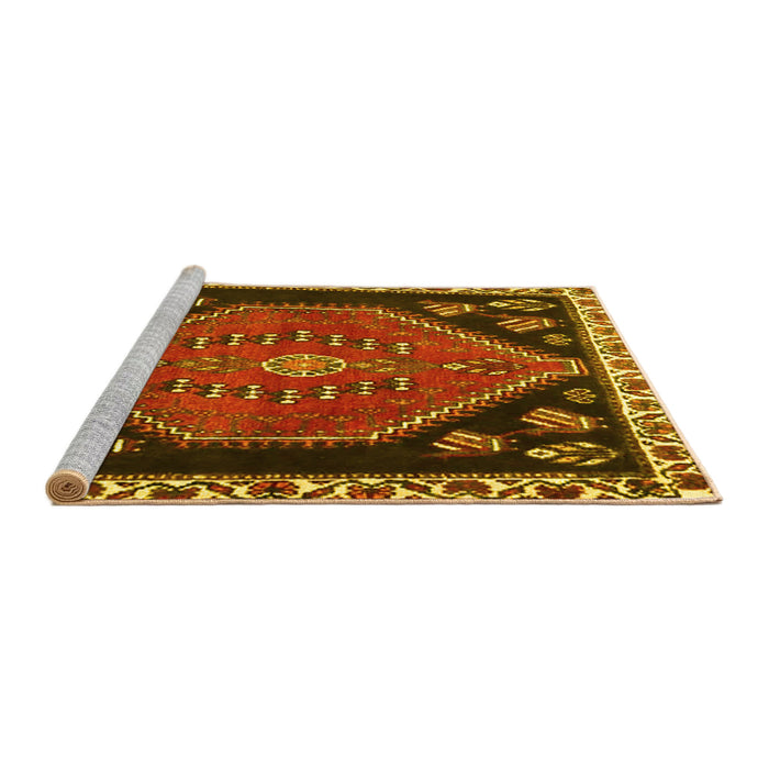 Sideview of Machine Washable Persian Yellow Traditional Rug, wshtr4577yw