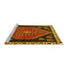 Sideview of Machine Washable Persian Yellow Traditional Rug, wshtr4577yw