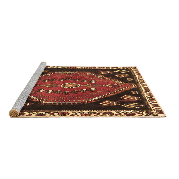 Sideview of Machine Washable Persian Brown Traditional Rug, wshtr4577brn