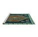 Sideview of Machine Washable Persian Turquoise Traditional Area Rugs, wshtr4577turq