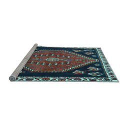 Sideview of Machine Washable Persian Light Blue Traditional Rug, wshtr4577lblu