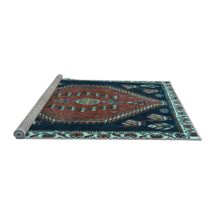 Sideview of Machine Washable Persian Light Blue Traditional Rug, wshtr4577lblu