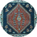 Round Persian Light Blue Traditional Rug, tr4577lblu