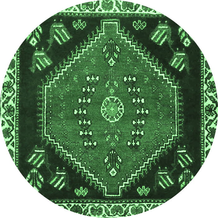Round Persian Emerald Green Traditional Rug, tr4577emgrn
