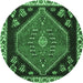 Round Persian Emerald Green Traditional Rug, tr4577emgrn