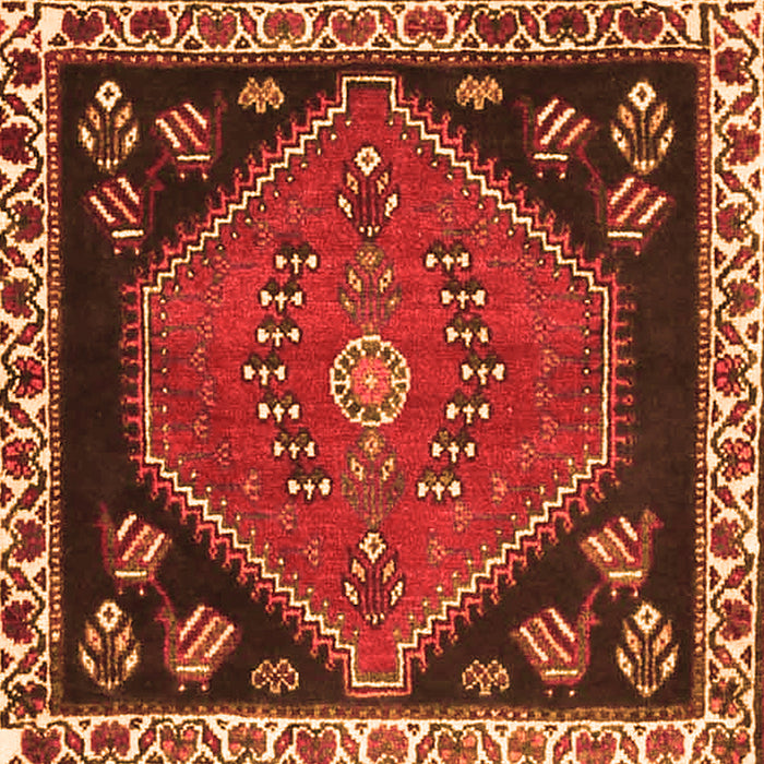 Round Machine Washable Persian Orange Traditional Area Rugs, wshtr4577org