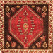 Round Machine Washable Persian Orange Traditional Area Rugs, wshtr4577org