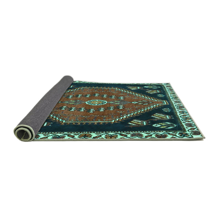 Sideview of Persian Turquoise Traditional Rug, tr4577turq