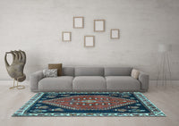 Machine Washable Persian Light Blue Traditional Rug, wshtr4577lblu