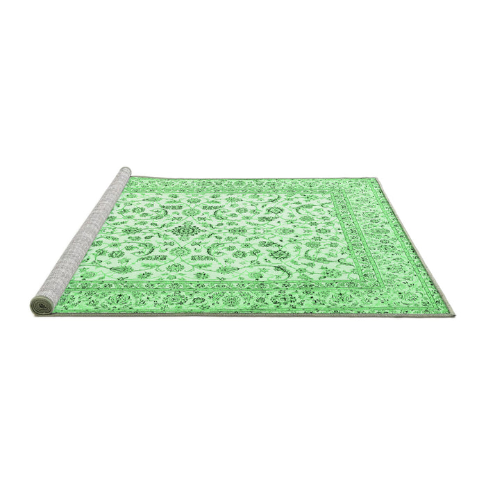 Sideview of Machine Washable Persian Emerald Green Traditional Area Rugs, wshtr4578emgrn