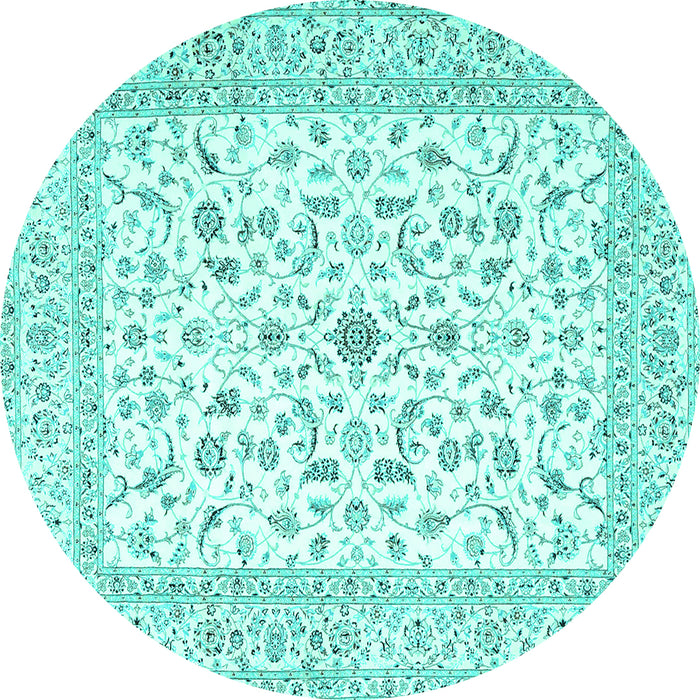 Round Persian Turquoise Traditional Rug, tr4578turq
