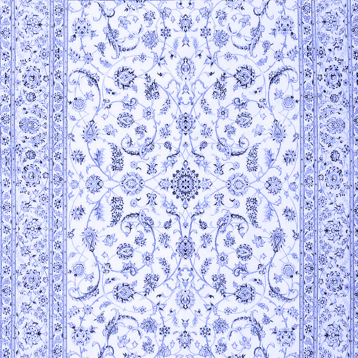 Machine Washable Persian Blue Traditional Rug, wshtr4578blu