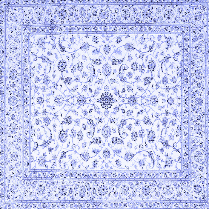 Square Machine Washable Persian Blue Traditional Rug, wshtr4578blu
