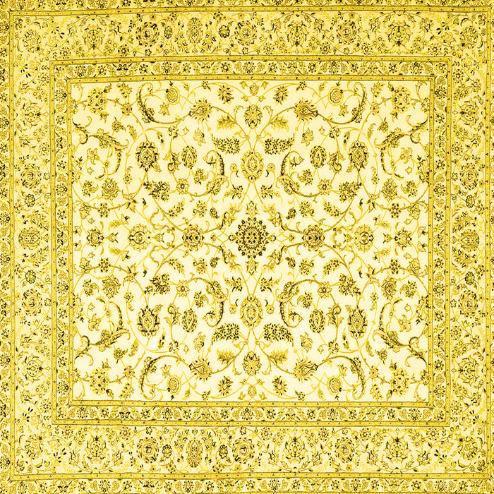 Square Machine Washable Persian Yellow Traditional Rug, wshtr4578yw