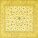 Square Machine Washable Persian Yellow Traditional Rug, wshtr4578yw