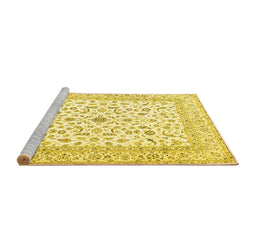 Sideview of Machine Washable Persian Yellow Traditional Rug, wshtr4578yw