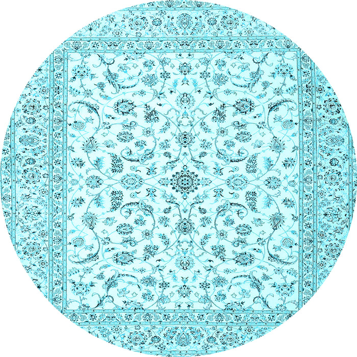 Round Machine Washable Persian Light Blue Traditional Rug, wshtr4578lblu