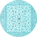 Round Machine Washable Persian Light Blue Traditional Rug, wshtr4578lblu