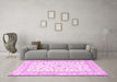 Machine Washable Persian Pink Traditional Rug in a Living Room, wshtr4578pnk