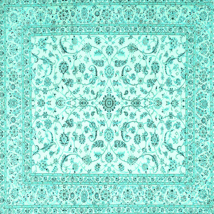 Square Machine Washable Persian Turquoise Traditional Area Rugs, wshtr4578turq