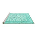 Sideview of Machine Washable Persian Turquoise Traditional Area Rugs, wshtr4578turq