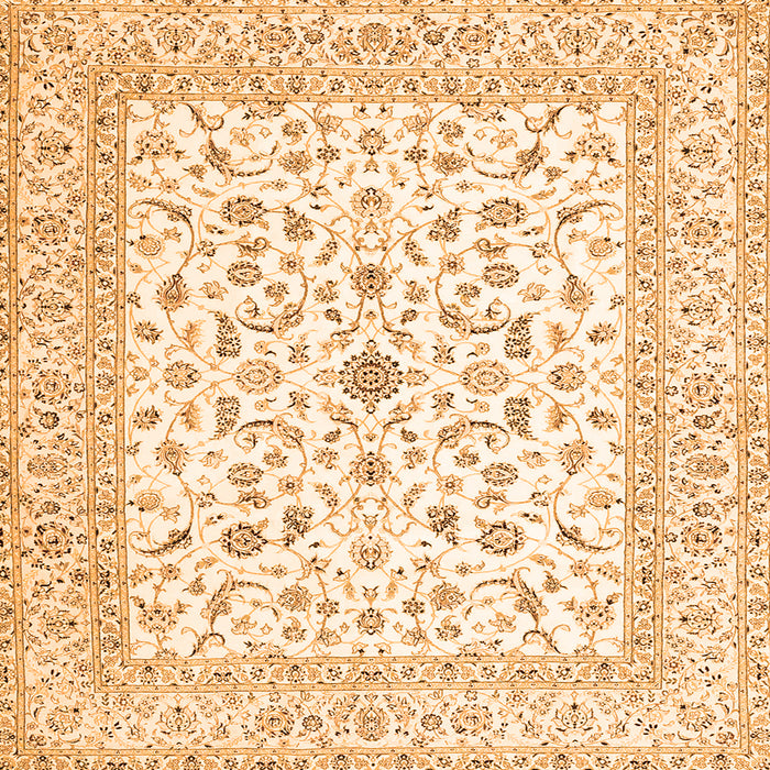 Round Machine Washable Persian Orange Traditional Area Rugs, wshtr4578org