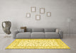 Machine Washable Persian Yellow Traditional Rug in a Living Room, wshtr4578yw