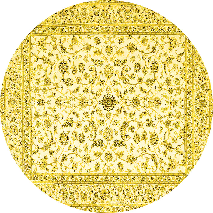 Round Persian Yellow Traditional Rug, tr4578yw