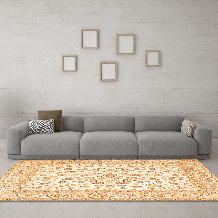 Machine Washable Persian Orange Traditional Area Rugs in a Living Room, wshtr4578org