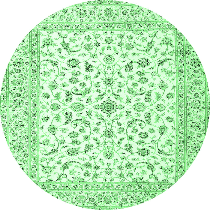 Round Persian Emerald Green Traditional Rug, tr4578emgrn