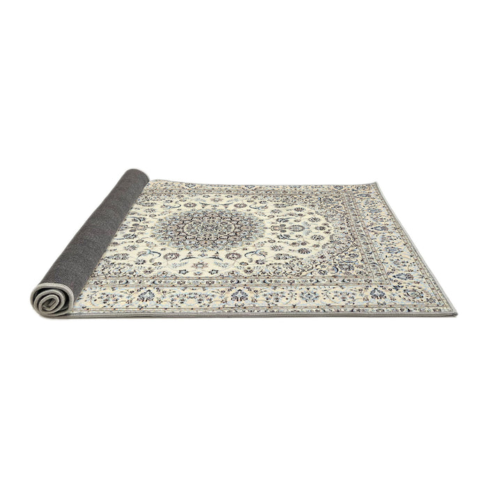 Sideview of Traditional Champagne Beige Medallion Rug, tr4579