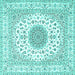 Square Medallion Turquoise Traditional Rug, tr4579turq