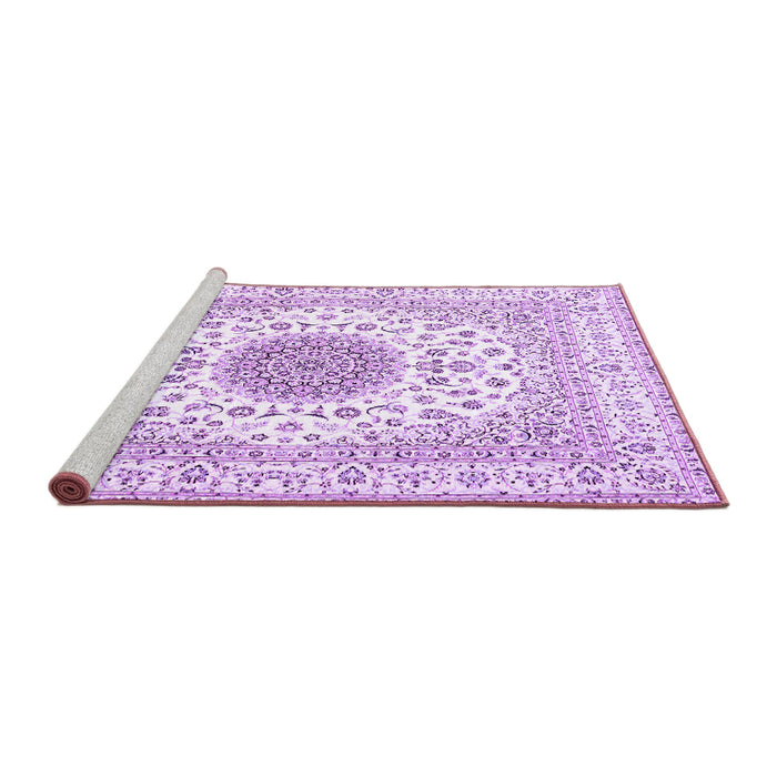 Sideview of Machine Washable Medallion Purple Traditional Area Rugs, wshtr4579pur