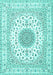 Machine Washable Medallion Turquoise Traditional Area Rugs, wshtr4579turq