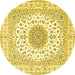 Round Medallion Yellow Traditional Rug, tr4579yw