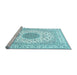 Sideview of Machine Washable Medallion Light Blue Traditional Rug, wshtr4579lblu