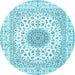 Round Medallion Light Blue Traditional Rug, tr4579lblu