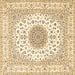 Square Machine Washable Medallion Brown Traditional Rug, wshtr4579brn