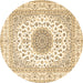 Round Medallion Brown Traditional Rug, tr4579brn