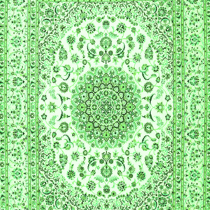 Serging Thickness of Machine Washable Medallion Green Traditional Area Rugs, wshtr4579grn