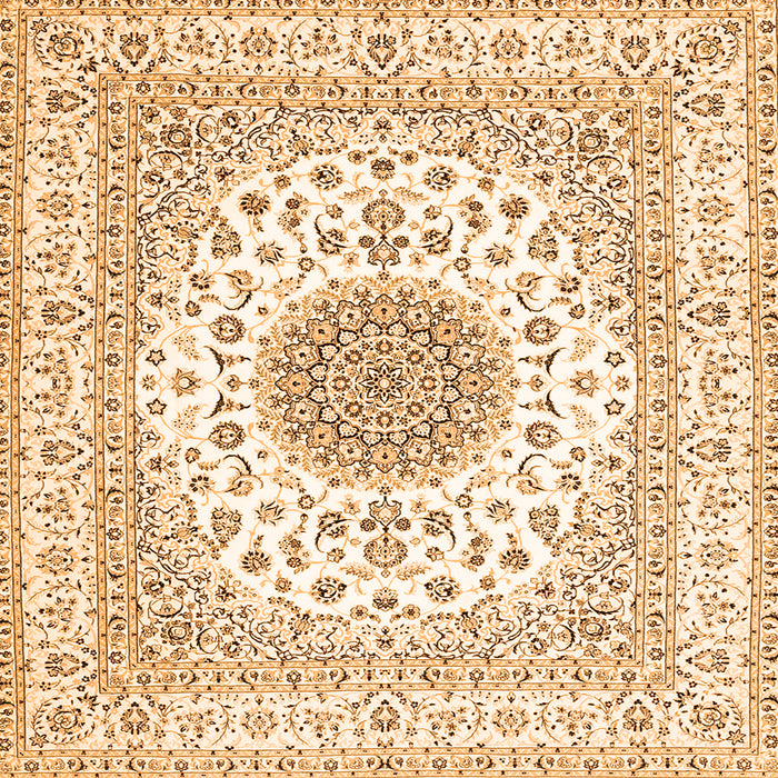 Round Machine Washable Medallion Orange Traditional Area Rugs, wshtr4579org