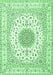 Machine Washable Medallion Emerald Green Traditional Area Rugs, wshtr4579emgrn