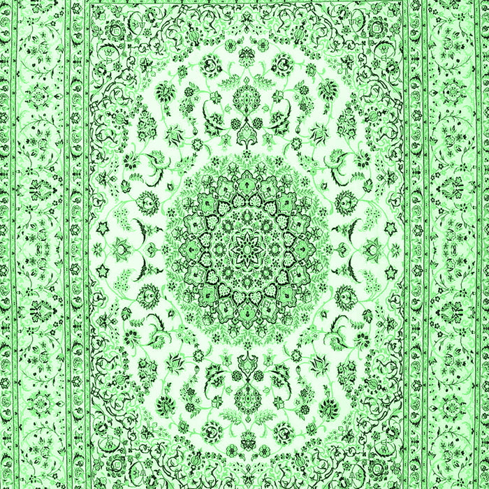 Machine Washable Medallion Emerald Green Traditional Area Rugs, wshtr4579emgrn
