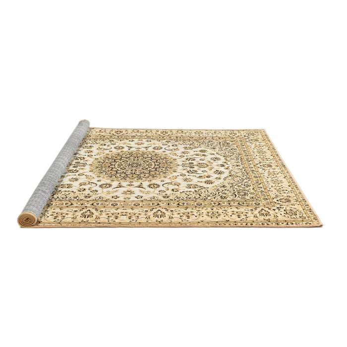 Sideview of Machine Washable Medallion Brown Traditional Rug, wshtr4579brn