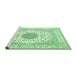 Sideview of Machine Washable Medallion Emerald Green Traditional Area Rugs, wshtr4579emgrn